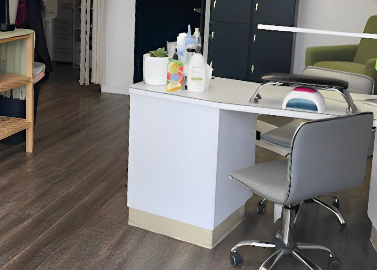 Modern nail salon desk at Willow's Place, Caldwell, Idaho, US offering a tranquil beauty experience.