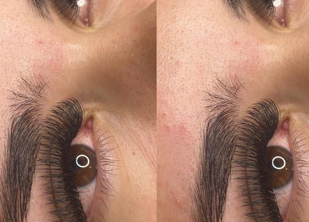 Close-up of expertly done eyelash extensions at Bodied By Mecedes, Capalaba, Queensland, AU.