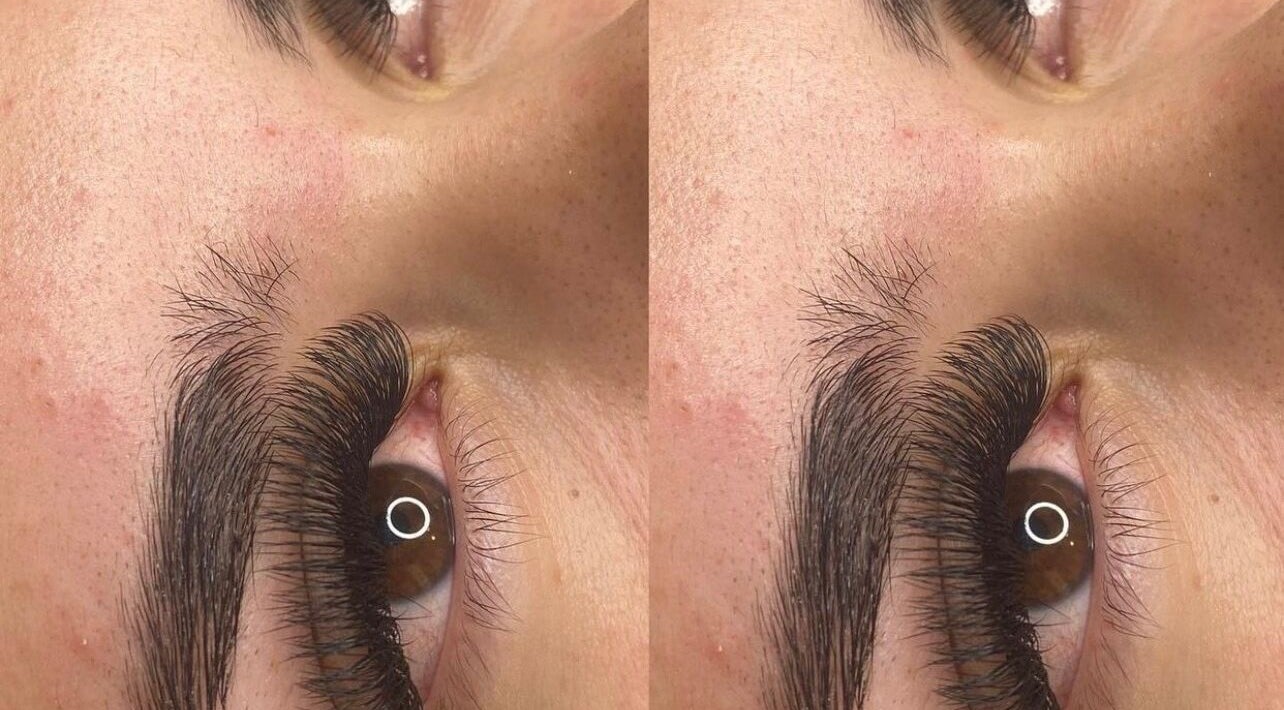 Close-up of expertly done eyelash extensions at Bodied By Mecedes, Capalaba, Queensland, AU.