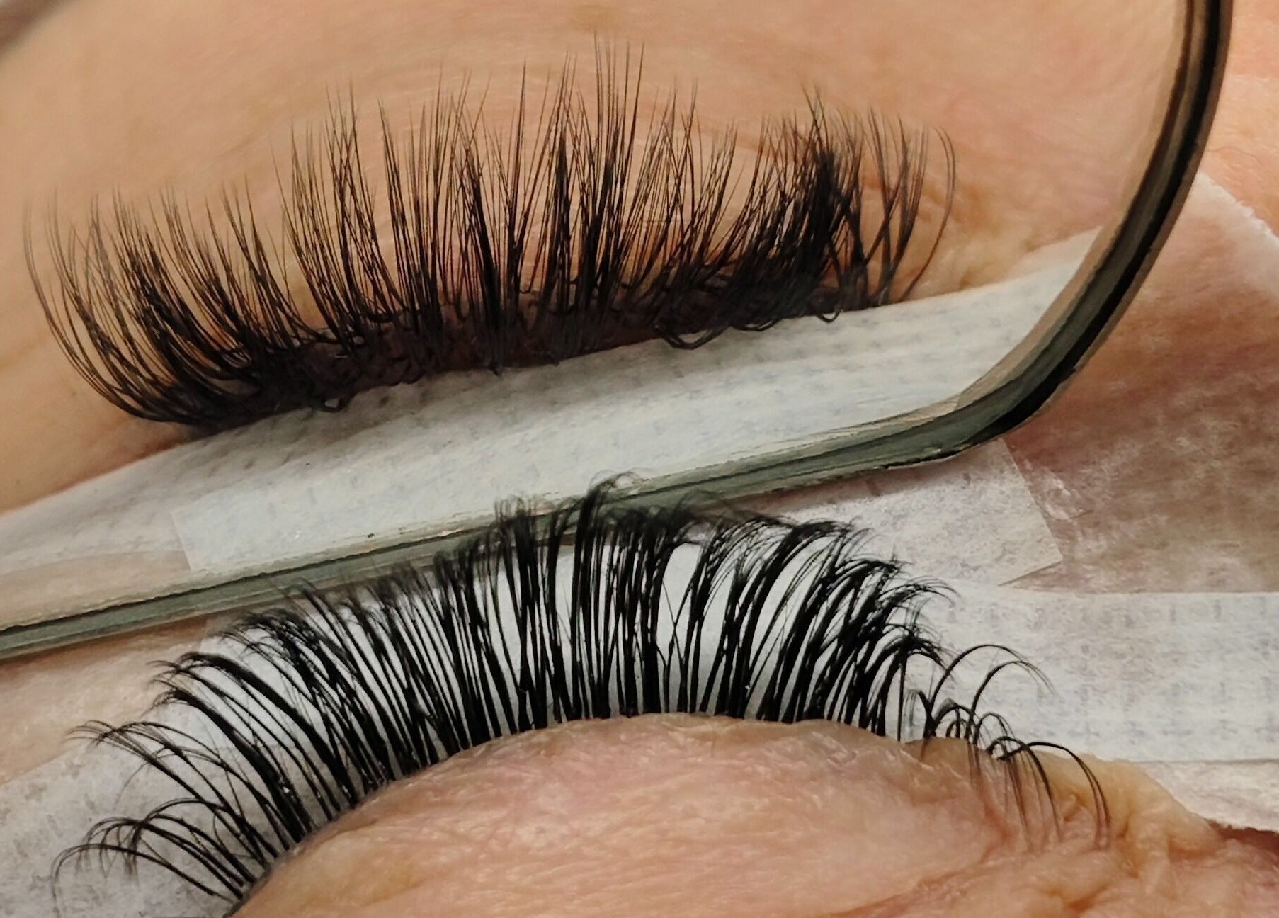 Close-up of expertly crafted eyelash extensions at Lashes by Jodene, Kempton Park, Gauteng, ZA.