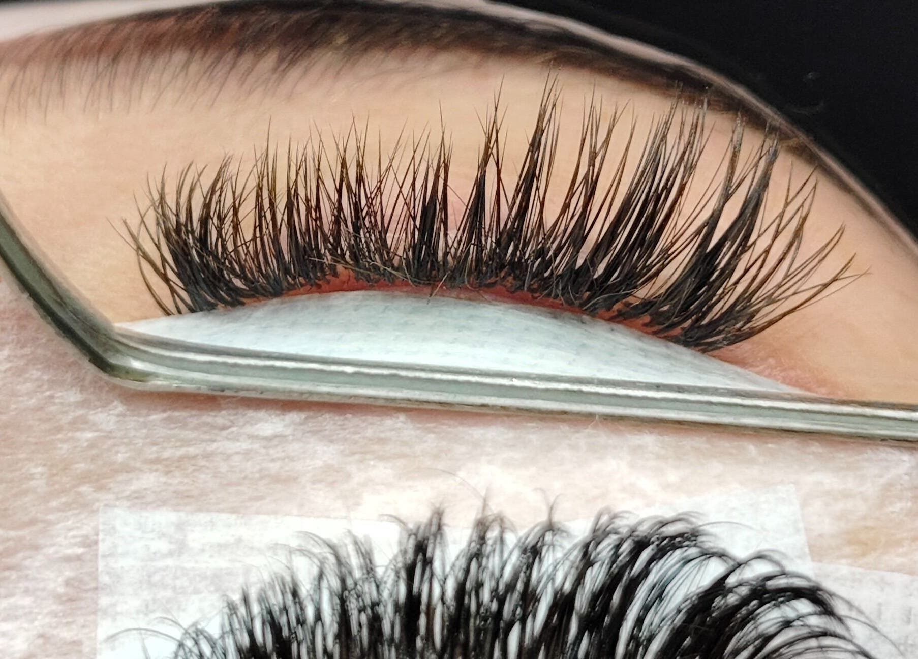 Close-up of volume lashes at Lashes by Jodene, Kempton Park, Gauteng, ZA. Reflects precision lash extensions.
