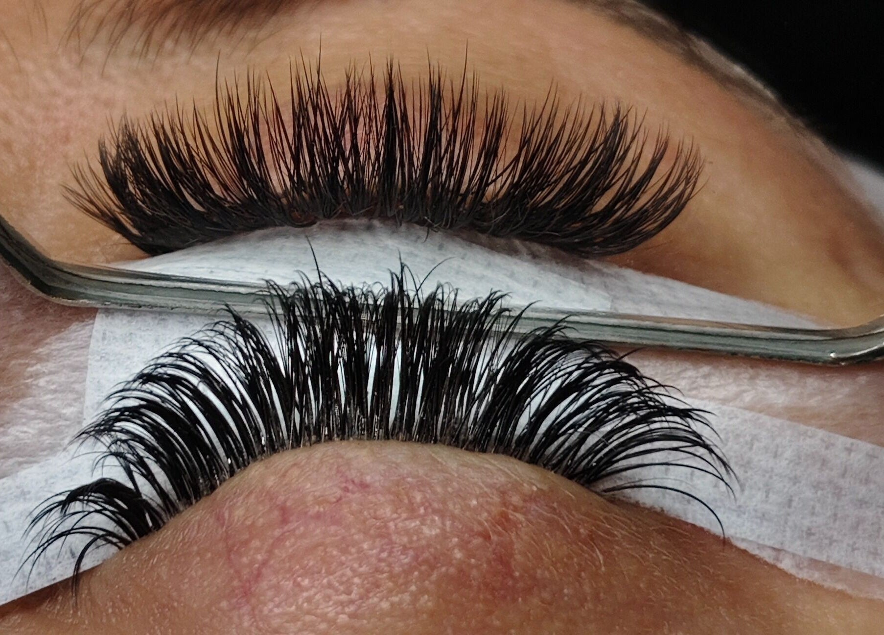 Close-up of expertly applied eyelash extensions at Lashes by Jodene, Kempton Park, Gauteng, ZA.