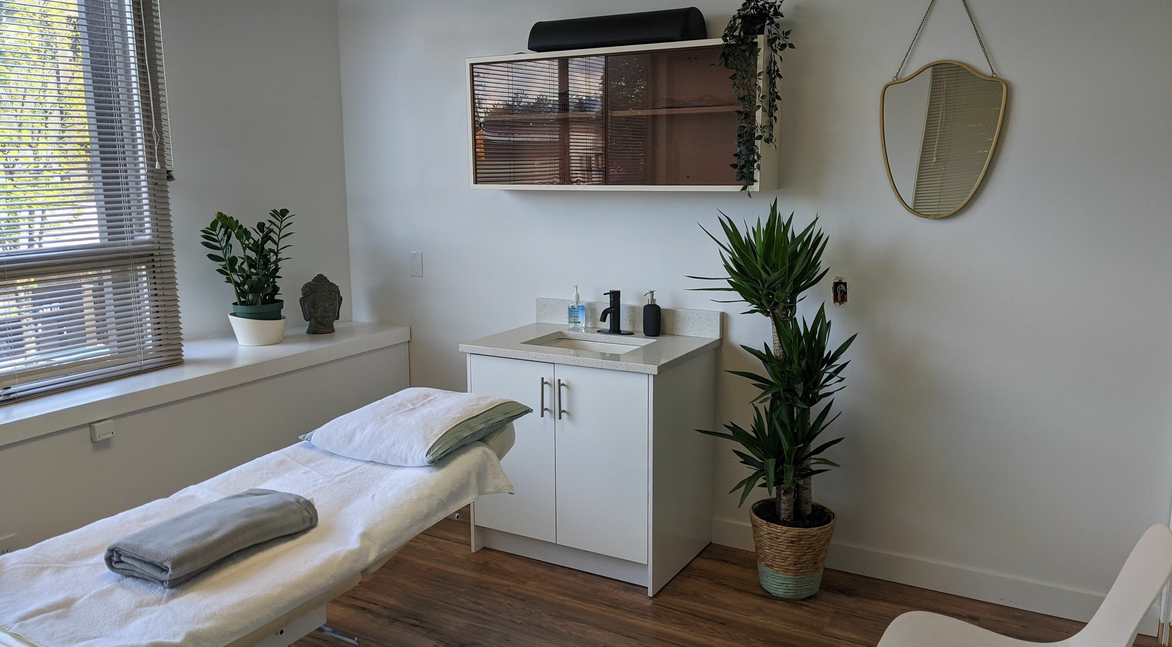 Relaxing treatment room at Clarico Electrolysis + Advanced Aesthetics, Vancouver, British Columbia, CA.