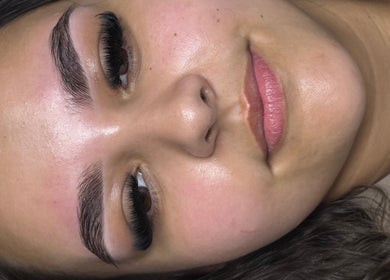 Woman with perfectly styled lashes and brows at Lash Nco in Stirling, Scotland, GB.