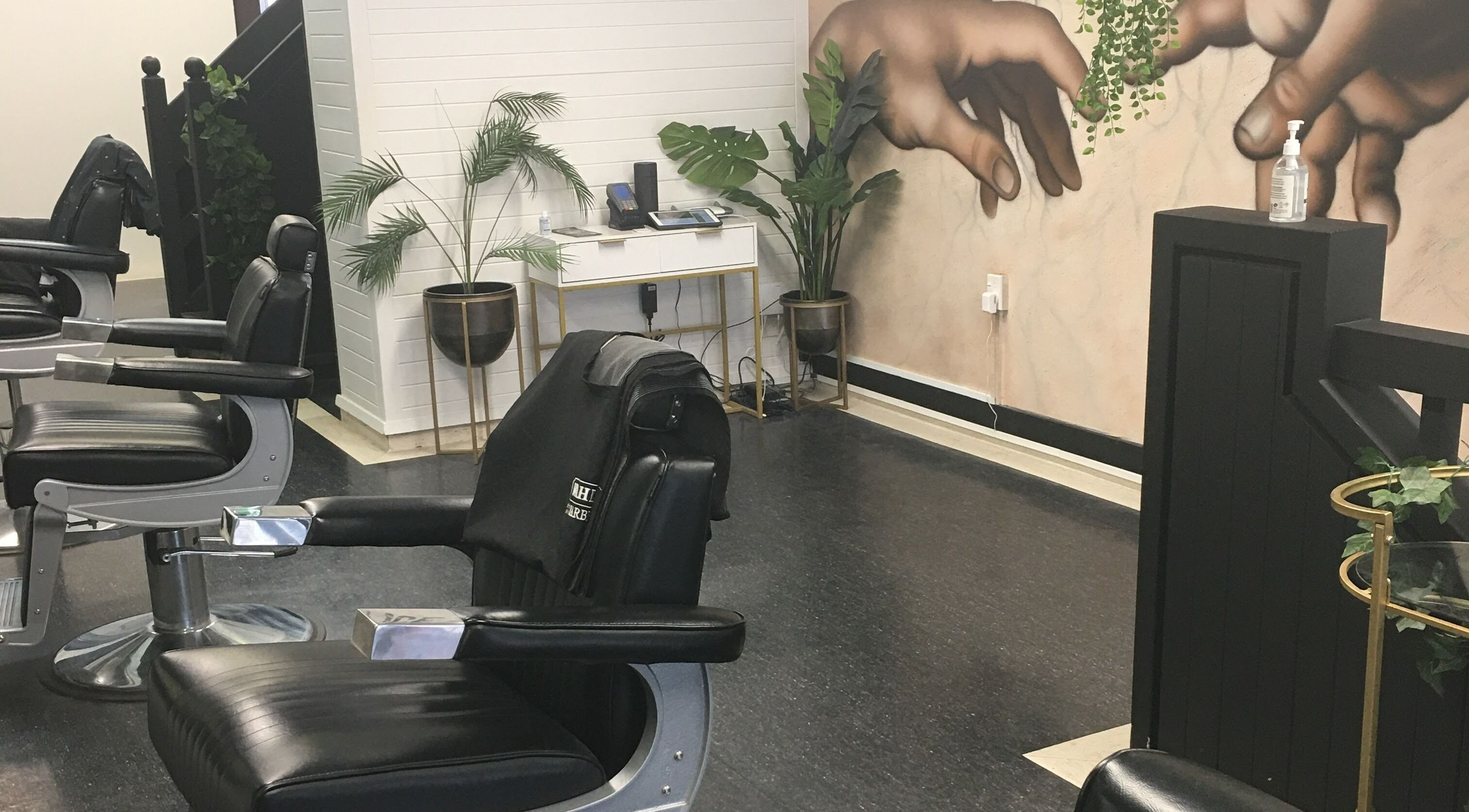 Modern barber chairs and stylish decor at Ice Studios in Palmerston North, Manawatu-Wanganui, NZ.