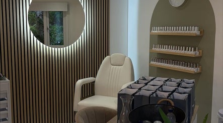 Elegant treatment room at The Beauty Shack, Failand, England, GB, featuring a comfortable chair and stylish decor.