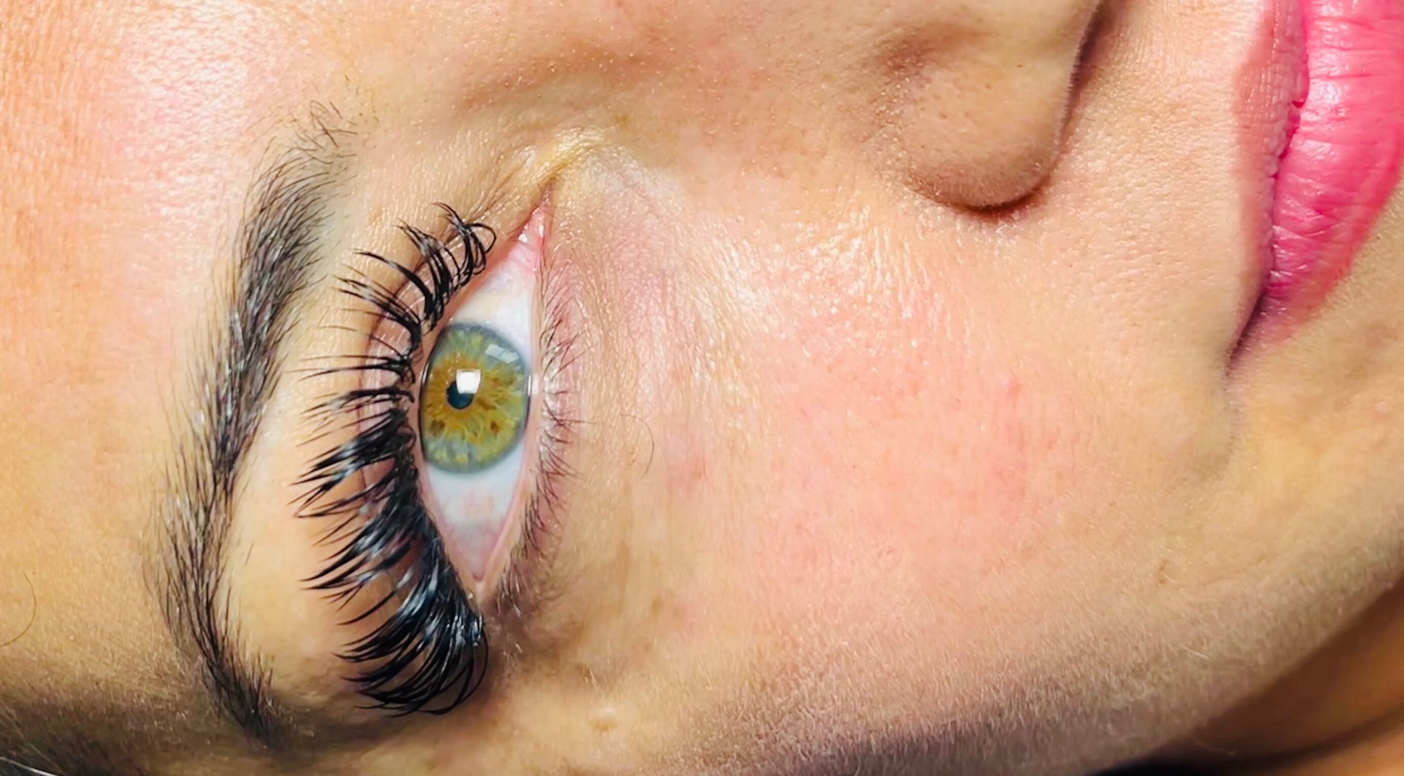 Close-up of enhanced lashes at Lashes Etc, Portsmouth, England, GB, showcasing professional eyelash extensions.