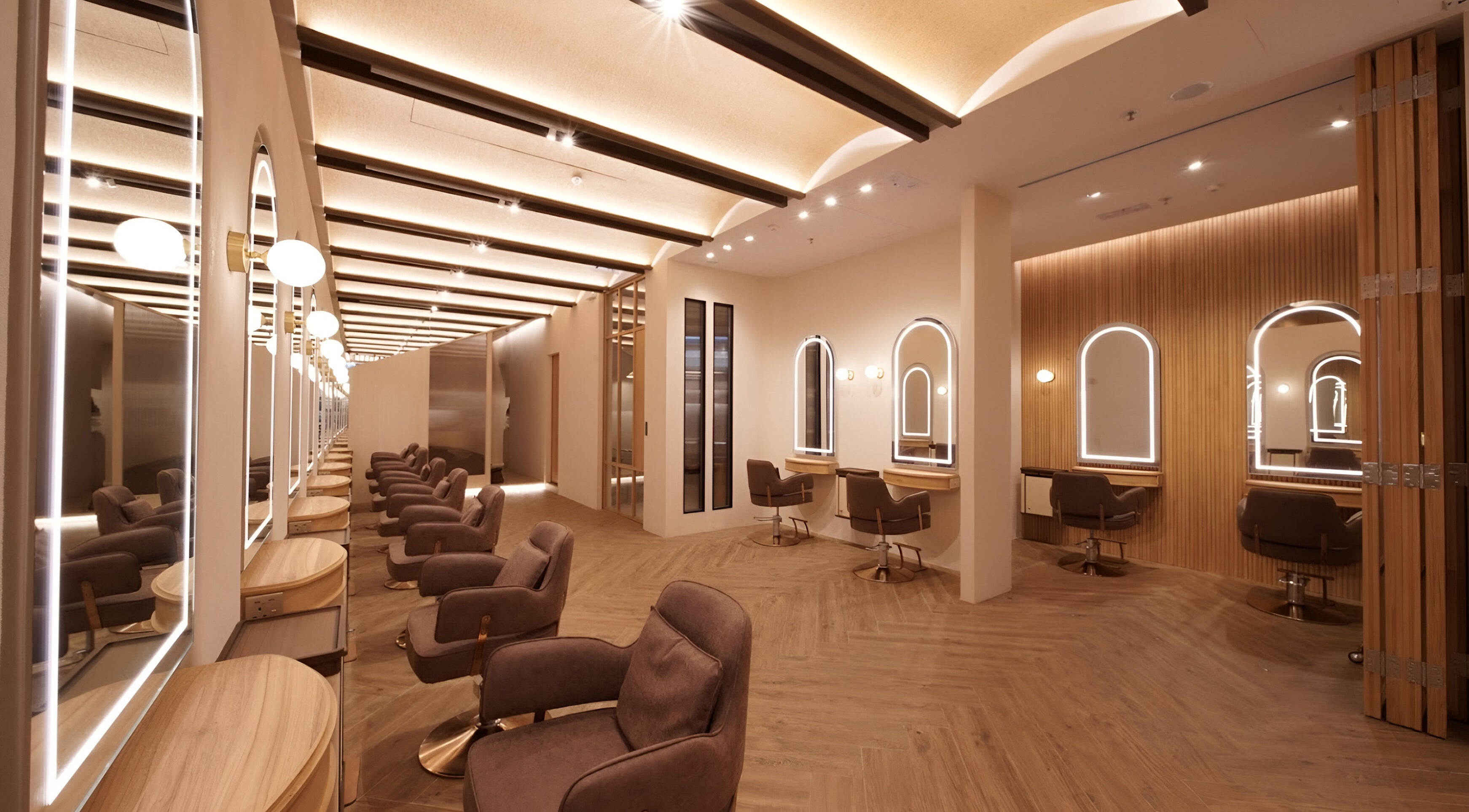 Luxurious interior of Lobby by Hair Corner in Kowloon, Kowloon, HK, featuring stylish chairs and mirrors.