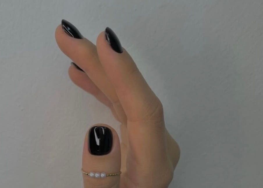 Close-up of elegant black manicured nails at Saidi Nails, Limassol, Limassol, CY.