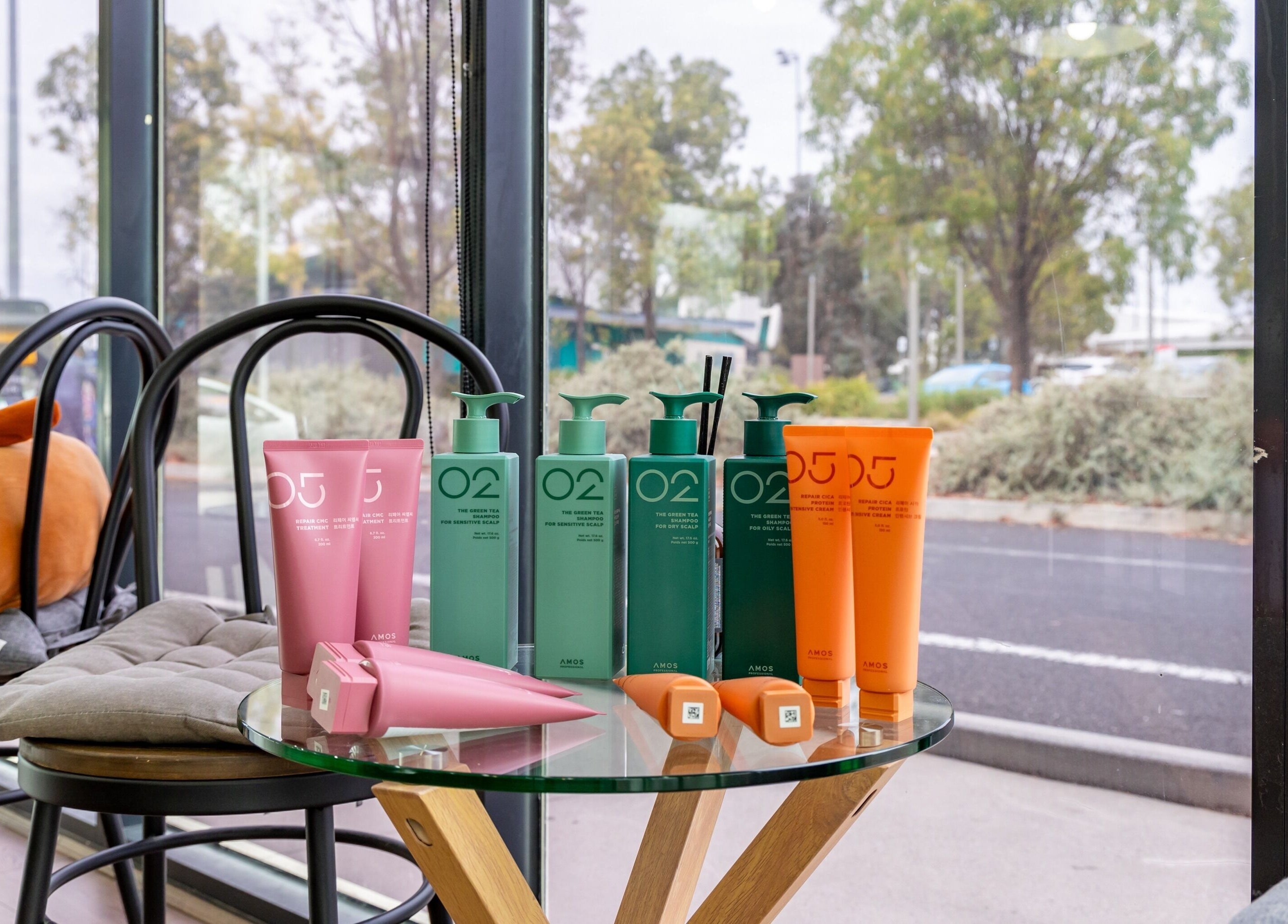 Stylish hair products at Ribbon Hair - Point Cook, Melbourne, Victoria, AU with natural lighting.