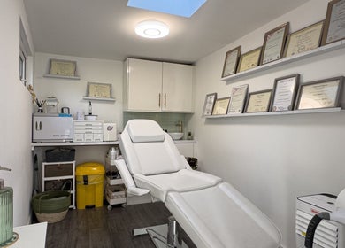 Calming treatment room at Emma Rose Aesthetics & Laser Clinic, Bristol, England, GB showcasing sleek design.