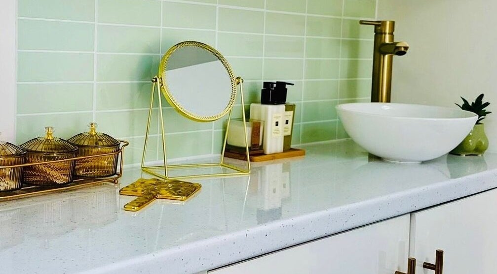 Elegant vanity setup at Emma Rose Aesthetics & Laser Clinic in Bristol, England, GB with modern decor.