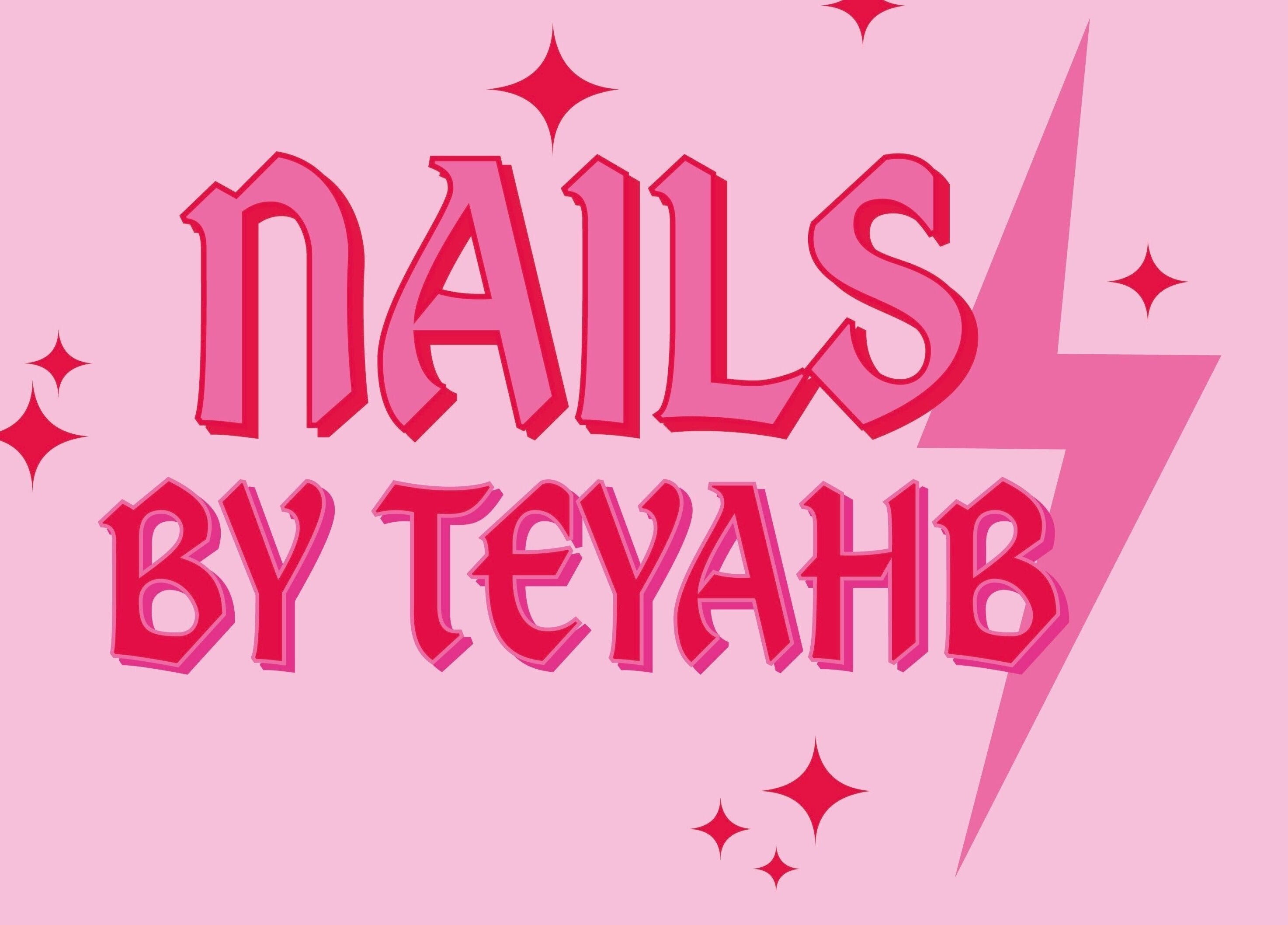 Vibrant pink logo of Nails By Teyah B at Manchester, England, GB.