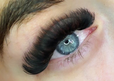 Close-up of enhanced eyelashes at Lash Xtend, New Ollerton, England, GB showcasing professional lash extensions.