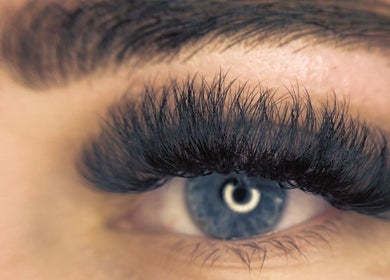 Close-up of detailed eyelash extension at Lash Xtend in New Ollerton, England, GB.