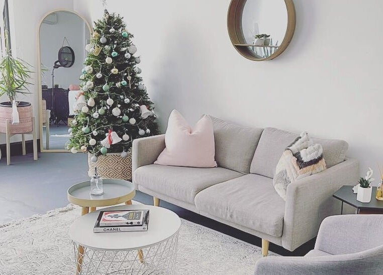 Cozy lounge with Christmas decor at Sydney Teeth Whitening, Botany, New South Wales, AU.