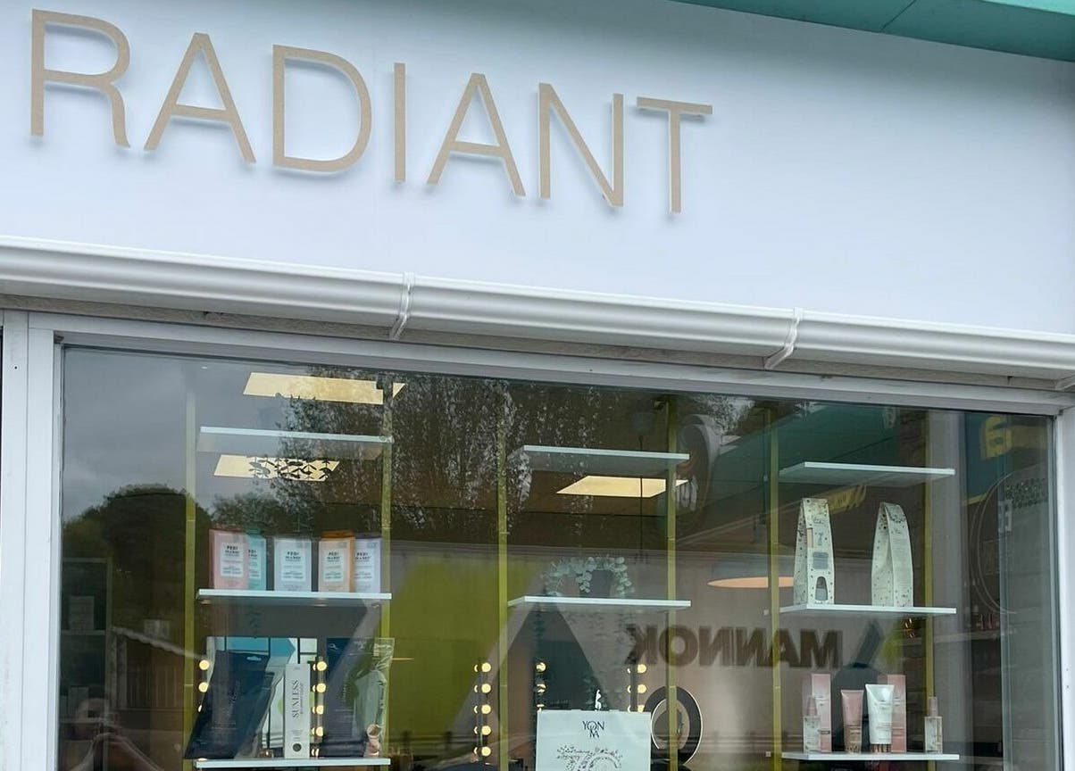 Radiant Beauty Glasson storefront showcasing beauty products in Athlone, County Westmeath, IE.