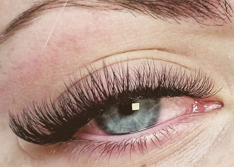 Close-up of a beautifully styled eyelash extension at Radiant Beauty Glasson, Athlone, County Westmeath, IE.