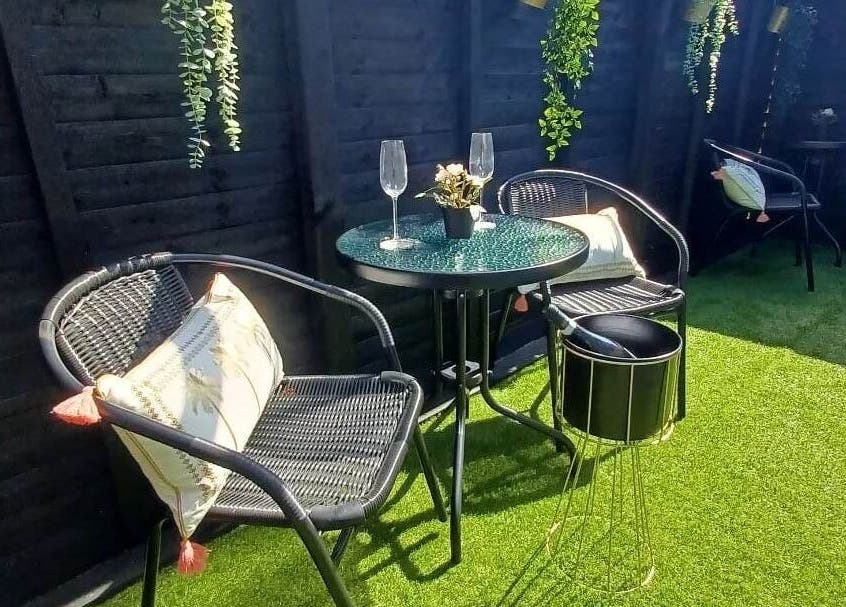 Cozy outdoor seating at Radiant Beauty Kiltoom. Relocating January 2026 to Blyry Athlone.