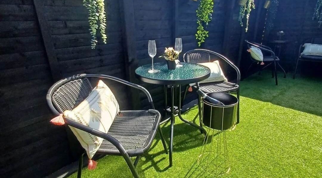 Cozy outdoor seating at Radiant Beauty Kiltoom. Relocating January 2026 to Blyry Athlone.