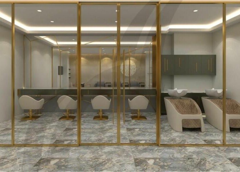 Luxurious interiors of The Beauty House by Takhmina Usmani in Dubai, AE, showcasing chic salon design.
