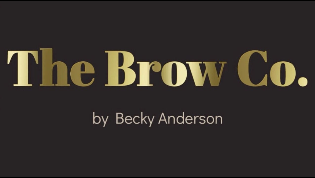 Logo of Brows by Becky Anderson at Bedwas, Wales, GB, with gold text on black background.