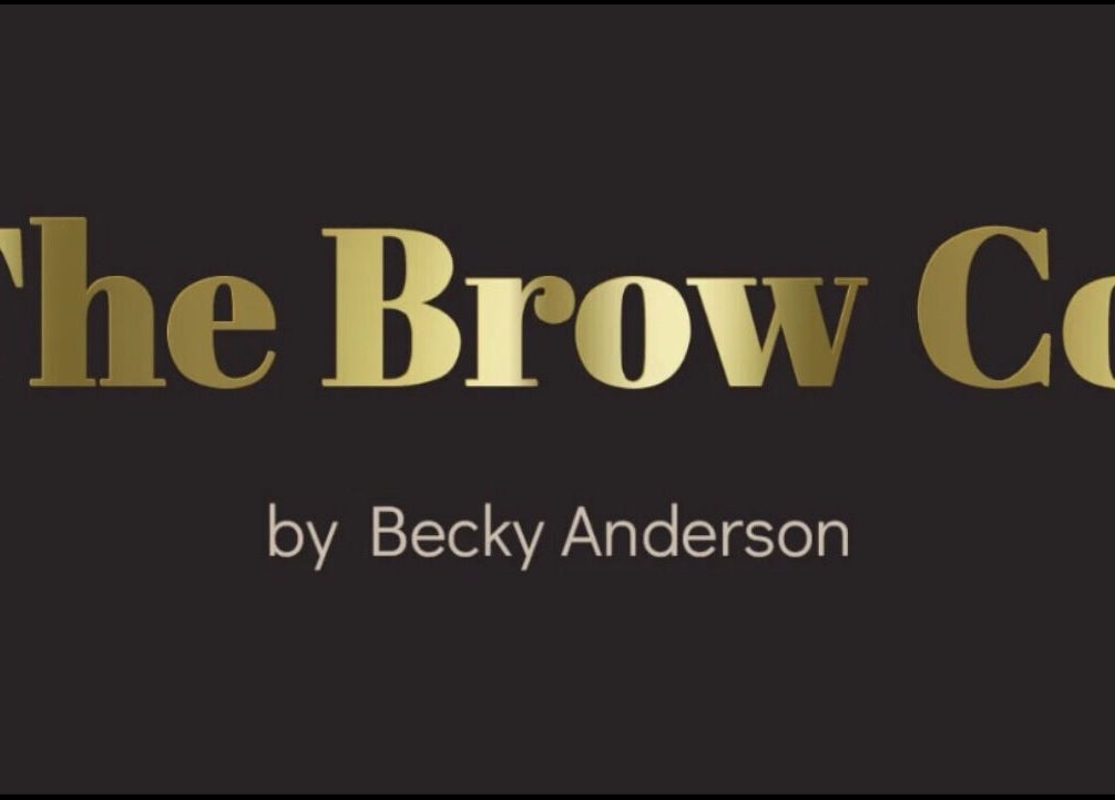 Logo of Brows by Becky Anderson at Bedwas, Wales, GB, with gold text on black background.