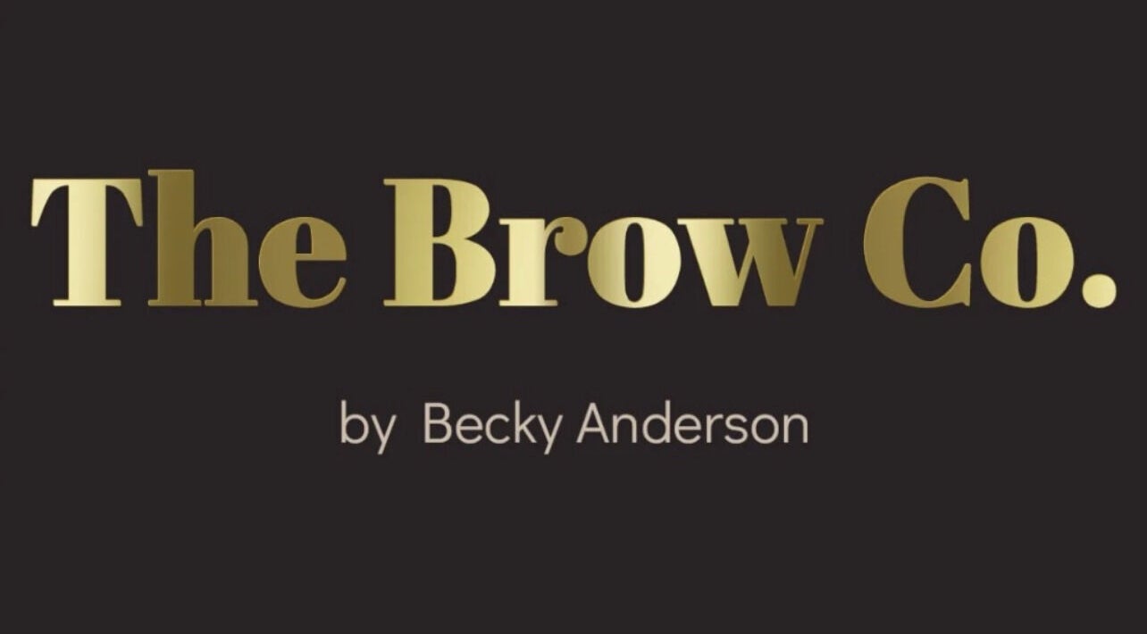 Logo of Brows by Becky Anderson at Bedwas, Wales, GB, with gold text on black background.