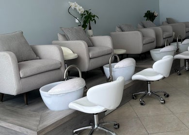 Luxurious pedicure chairs at Bicolor Beverly Hills in Beverly Hills, California, US, offering a serene experience.