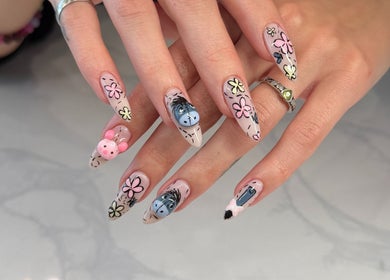 Artistic floral nail design at Bicolor Beverly Hills, Beverly Hills, California, US showcasing intricate details.