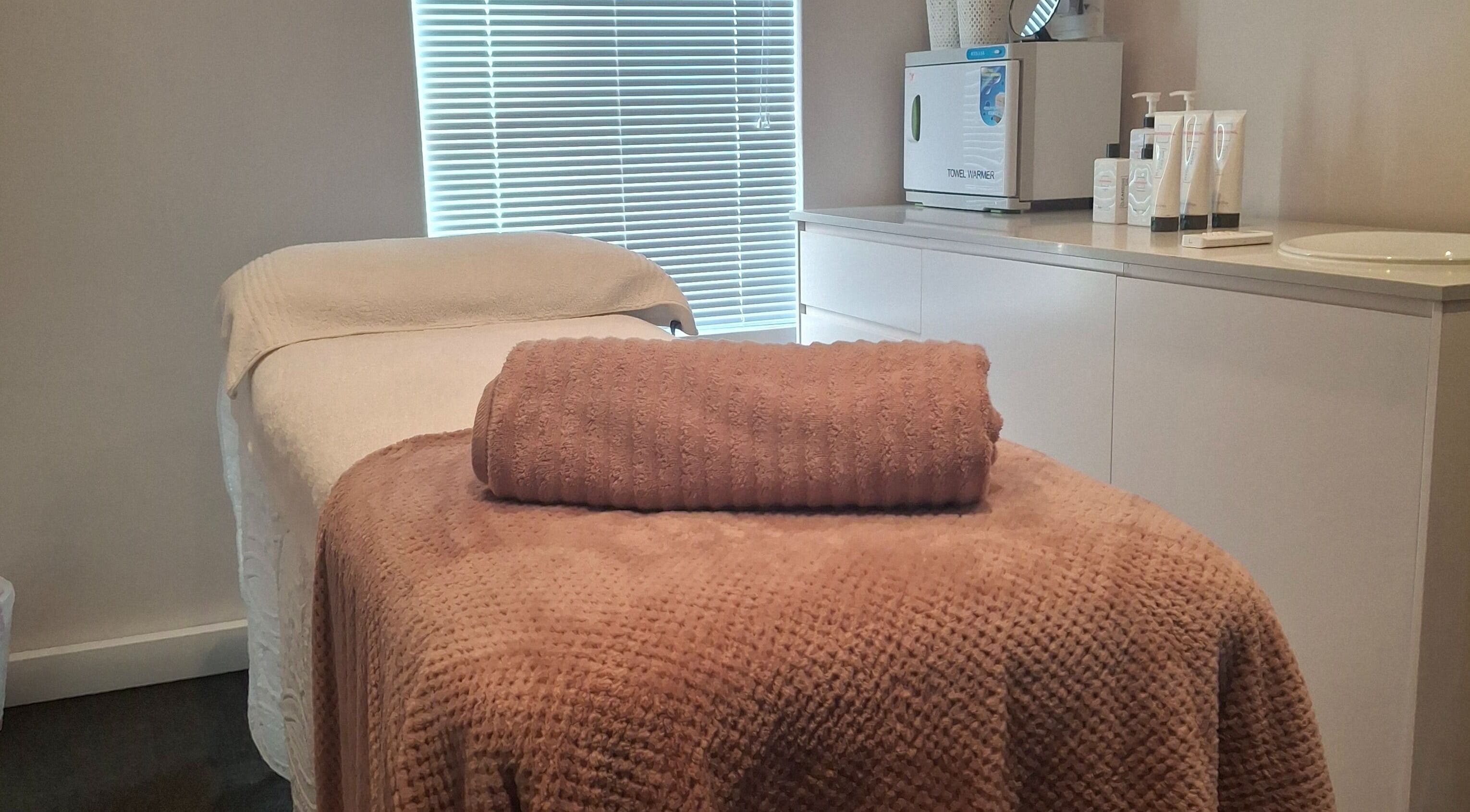 Relaxing treatment room at Go Bare Aesthetics and Skincare Clinic, Wellington, Western Cape, ZA.