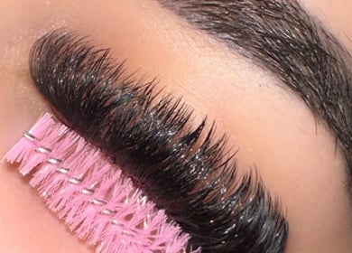 Close-up of perfectly groomed eyelashes at Russian Goddess Beauty, Melbourne, Victoria, AU.