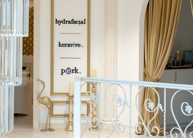 Luxurious interior of Locks by Loulou Al Wasl, Dubai, AE, showcasing elegant decor and beauty treatment offerings.