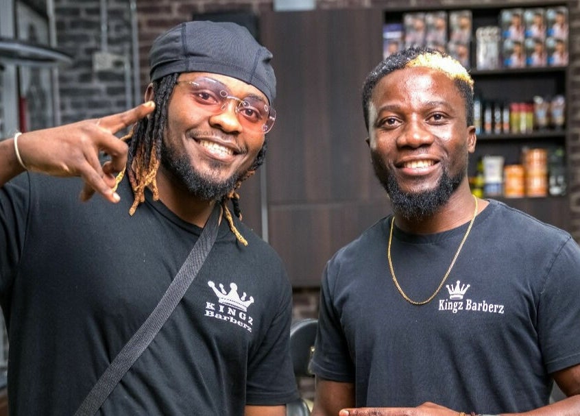 Stylish barbers at Kingz Barbershop in Moorooka, Queensland, AU, creating welcoming vibes.