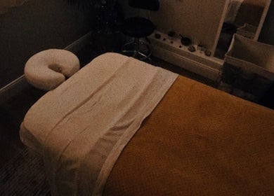 Calming massage room at Braven at Relaxations in Alma, Michigan, US.