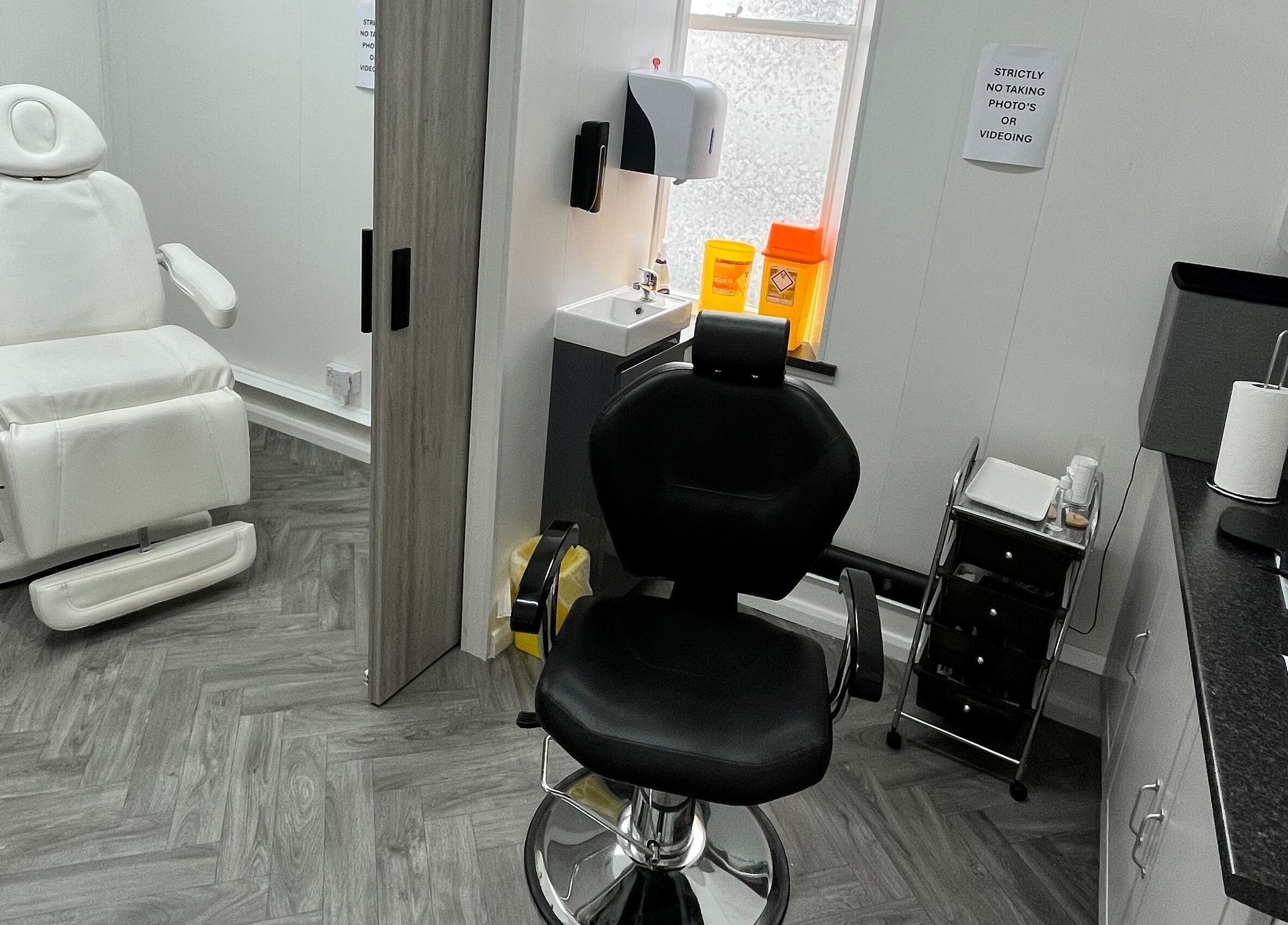 Modern beauty room at Expressions of Lancaster, located in Lancaster, England, GB, featuring sleek furnishings.