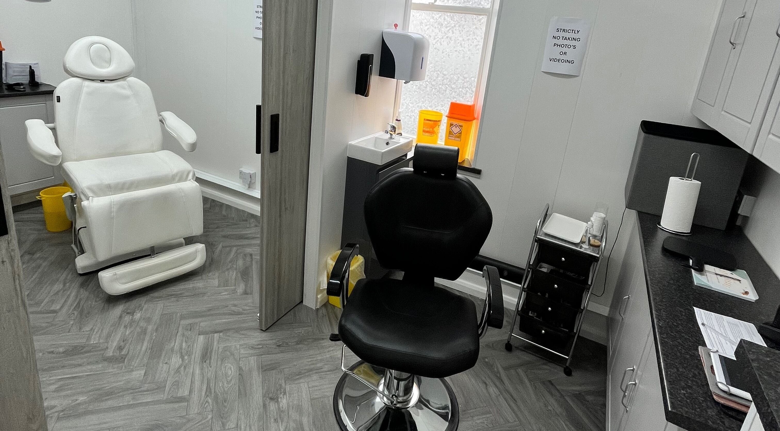 Modern beauty room at Expressions of Lancaster, located in Lancaster, England, GB, featuring sleek furnishings.