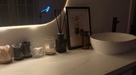 Sophisticated vanity at Amber Henman Makeup Artist in Banff, Scotland, GB with luxurious decor elements.