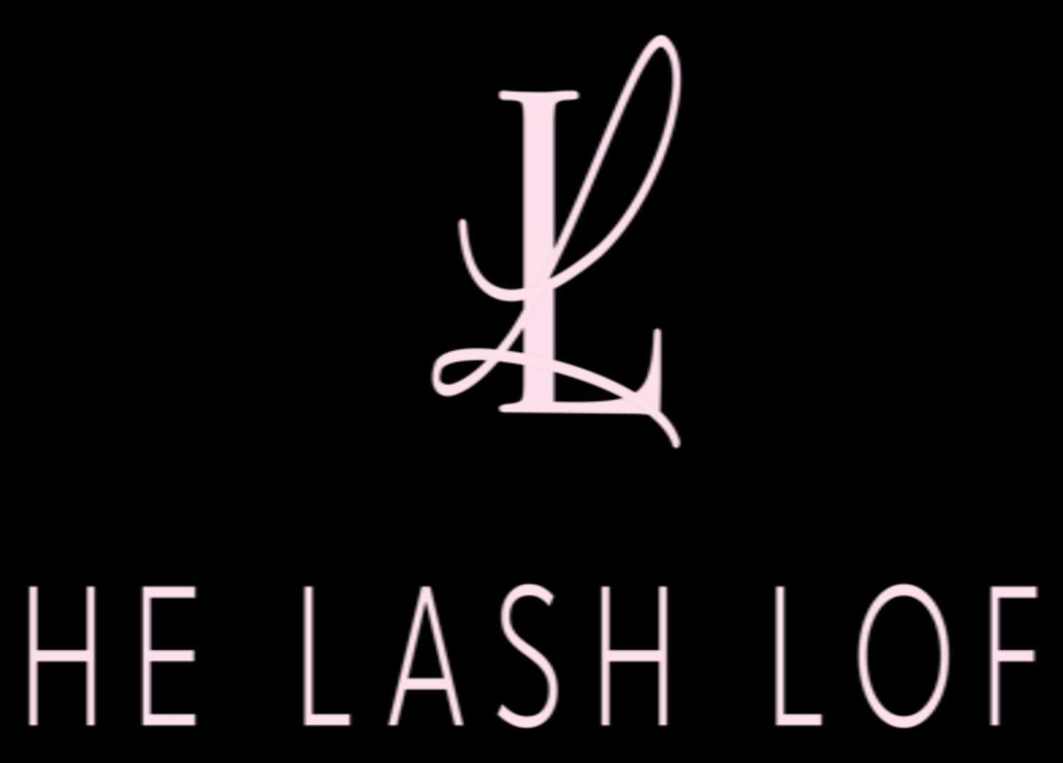 The Lash Loft TT logo in pastel pink on black background, San Fernando, San Fernando City Corporation, TT.