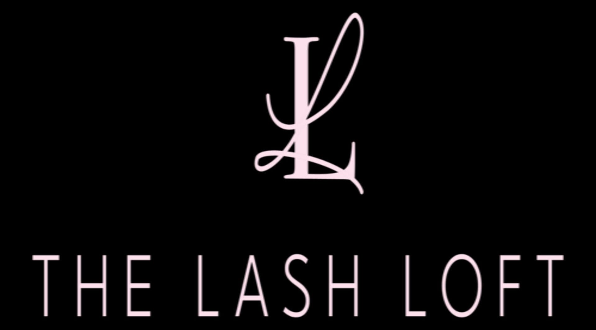 The Lash Loft TT logo in pastel pink on black background, San Fernando, San Fernando City Corporation, TT.