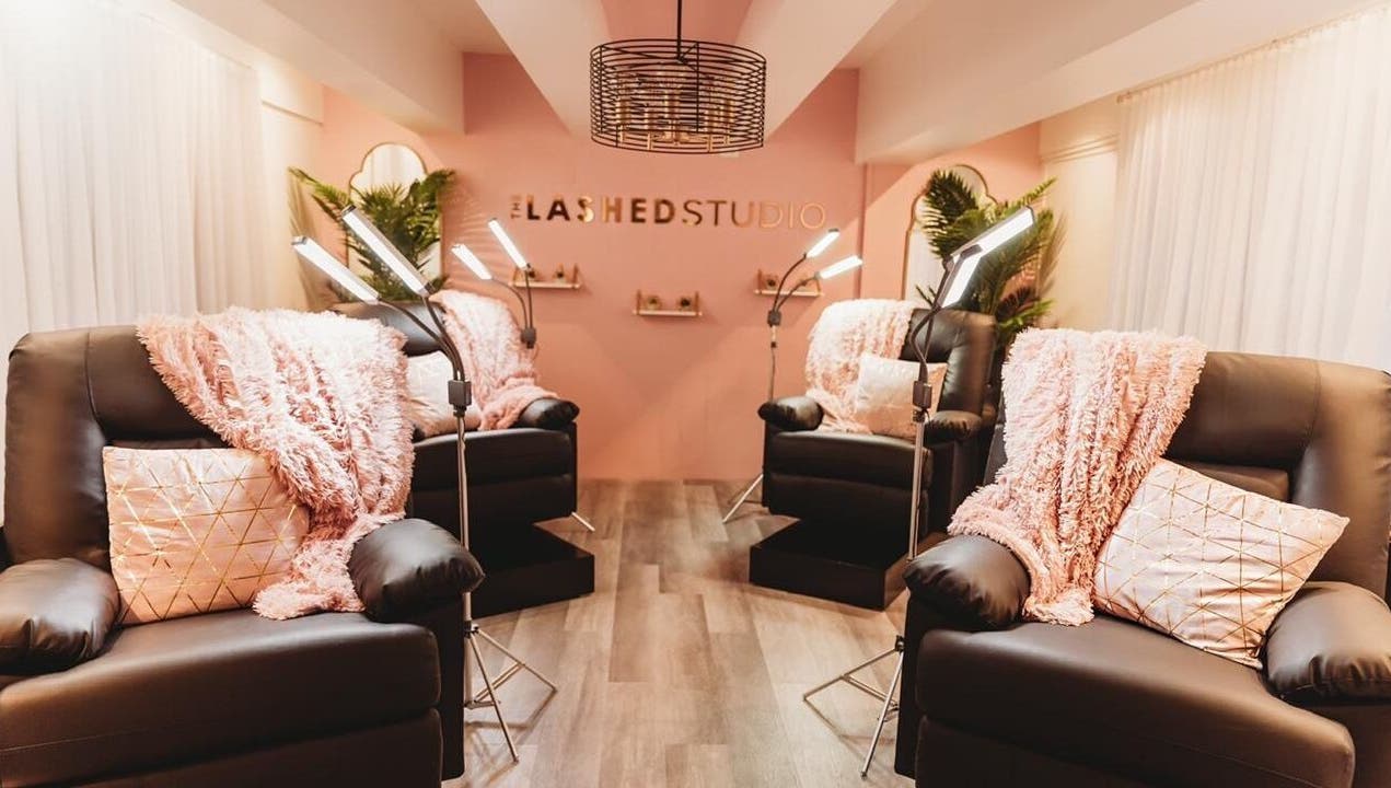 Elegant lash studio at Lash Loft TT - Hotel Normandie, Port of Spain. Luxurious chairs and ambient lighting.