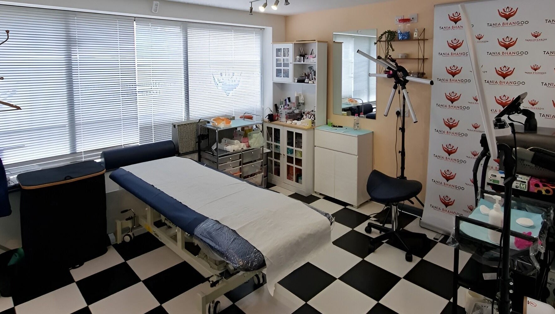 Cozy beauty treatment room interior at Tania Bhangoo Permanent Makeup, Cambridge, England, GB.