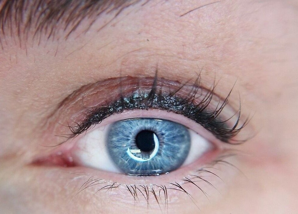 Close-up of a beautifully enhanced eye at Tania Bhangoo Permanent Makeup, Cambridge, England, GB.