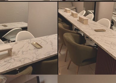 Sophisticated marble vanity at Miro Beauty Clinic, Dublin15, County Dublin, IE, with modern seating.