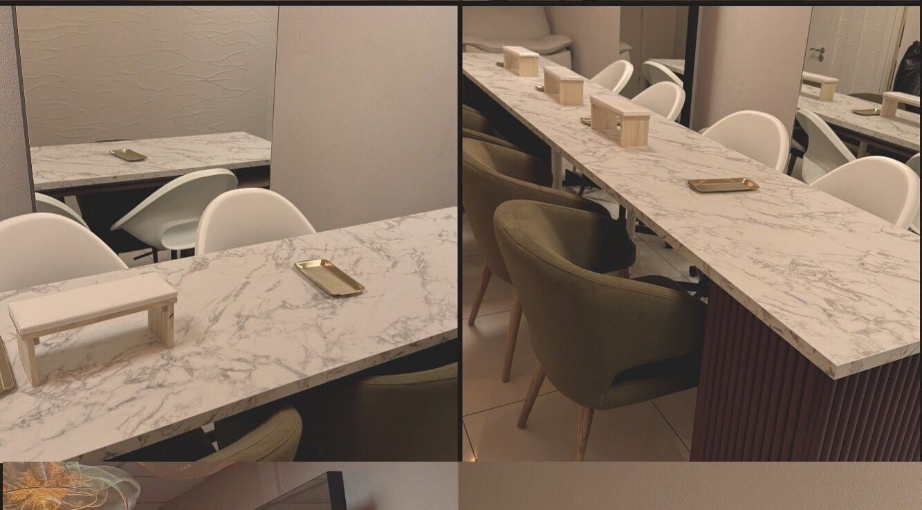 Sophisticated marble vanity at Miro Beauty Clinic, Dublin15, County Dublin, IE, with modern seating.