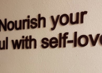 Inspiring 'Nourish your soul with self-love' quote at Miro Beauty Clinic, Dublin15, County Dublin, IE.