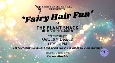 SBTS Fairy Hair event poster at The Plant Shack, Cocoa, Florida with glittery background.