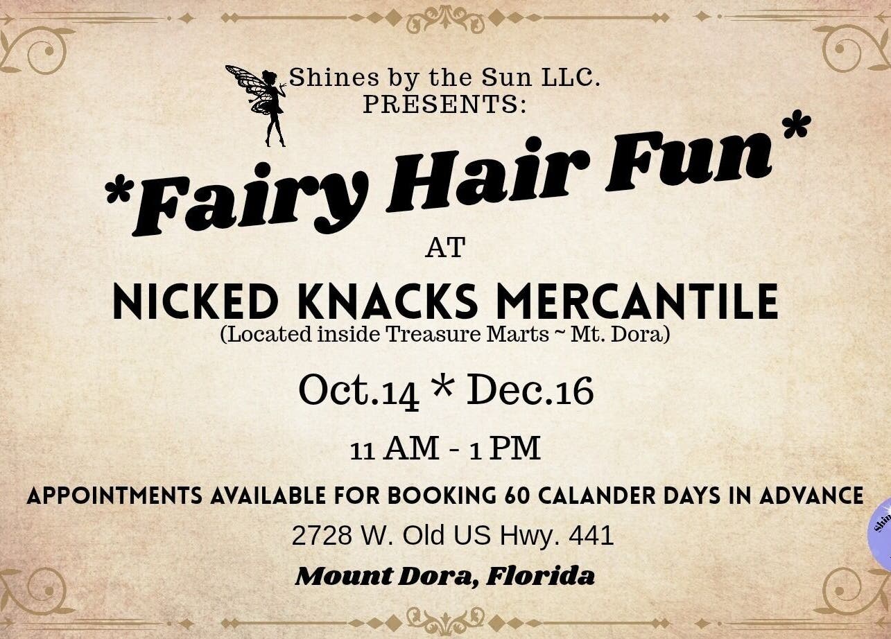 SBTS Fairy Hair event at Nicked Knacks Mercantile, inside Treasure Marts, Mount Dora, Florida, US.
