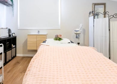 Relaxing facial treatment room at Petite Fleur Beauty - Advanced Facials, Healesville, Victoria, AU.