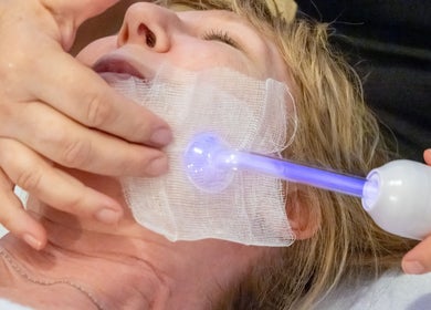 Advanced facial treatment at Petite Fleur Beauty, Healesville, Victoria, AU using specialized equipment.